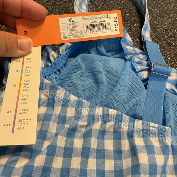 NWT Colsie Blue Gingham Bralette XL - Picture 3 of 5